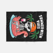 Couverture Polaire Squelette Flamant rose Summerween Vibes Halloween  (Devant (Horizontal))