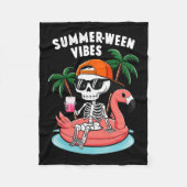 Couverture Polaire Squelette Flamant rose Summerween Vibes Halloween  (Devant)