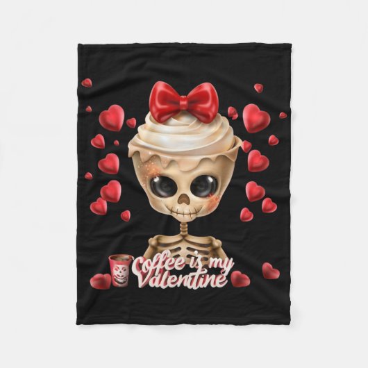 Couverture Polaire Squelette Le café est mon Valentin drôle Saint-Val (Devant)