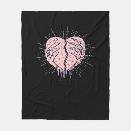 Couverture Polaire Squelette Main Avec Coeur Classique (Devant)