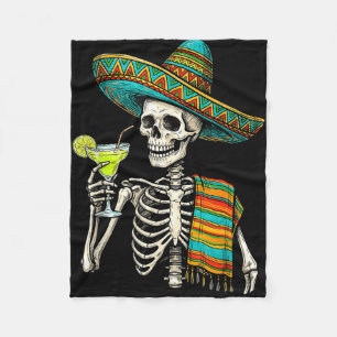 Couverture Polaire squelette mexicain sombrero cinco de mayo mexicain