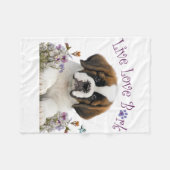 Couverture Polaire St. Bernard Chien Maman Floral (Devant (Horizontal))