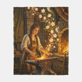 Couverture Polaire St Brigid Blacksmith Fairies Flowers Fantasy Art