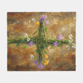 Couverture Polaire St Brigid Cross Green Rushes Crocus Imbolc Art (Devant (Horizontal))