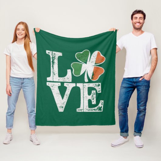 Couverture Polaire St Patrick Love Chance Irlande Trèfle Vert (En situation)