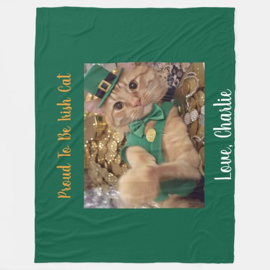 Couverture Polaire St Patrick's Day Leprechaun Cat  (Devant)