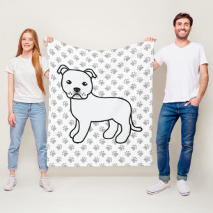 Couverture Polaire Staffie anglais blanc Chien de dessin animé mignon