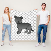 Staffie anglais noir Chien de dessin animé mignon