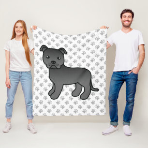 Couverture Polaire Staffie anglais noir Chien de dessin animé mignon 