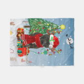 Couverture Polaire Staffordshire Bull Terrier Dog dans la neige Noël (Devant (Horizontal))