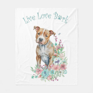 Couverture Polaire Staffordshire Terrier Floral
