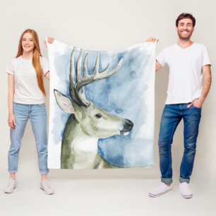 Couverture Polaire Stag errant - Aquarelle
