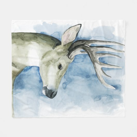 Couverture Polaire Stag errant - Aquarelle (Devant (Horizontal))