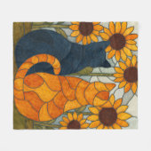Couverture Polaire Stained Glass Cats and Sunflowers Art Design (Devant (Horizontal))