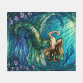 Couverture Polaire Stained Glass Mermaid Art (Devant (Horizontal))