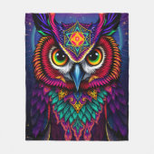 Couverture Polaire Stained Glass Owl Art: Geometric Jewel Tones (Devant)