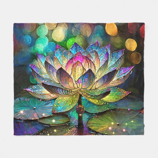 Couverture Polaire Stained Glass Vibrant Lotus Flower (Devant (Horizontal))