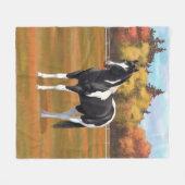 Couverture Polaire Stallion Cheval Pinto Peinture Noir (Devant (Horizontal))
