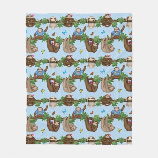 Couverture Polaire Stanley Sloth & amis douillette polaire bleue (Devant)