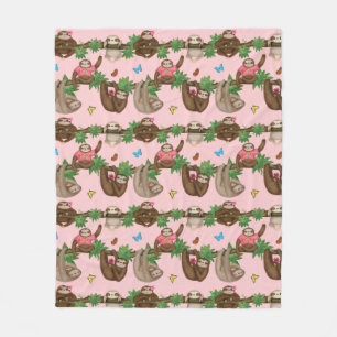 Couverture Polaire Stanley Sloth & amis douillette polaire rose