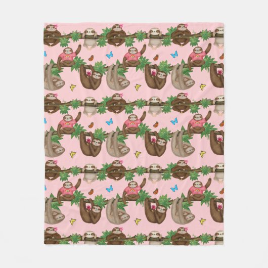 Couverture Polaire Stanley Sloth & amis douillette polaire rose (Devant)