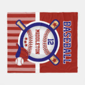 Couverture Polaire Star du baseball en rouge foncé et bleu (Devant (Horizontal))