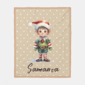 Couverture Polaire Star pattern gnome blue beige name (Devant)