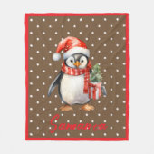 Couverture Polaire Star pattern penguin brown red name (Devant)