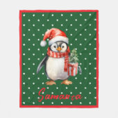 Couverture Polaire Star pattern penguin green red name (Devant)
