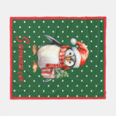 Couverture Polaire Star pattern penguin green red name (Devant (Horizontal))
