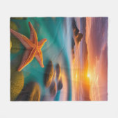 Couverture Polaire Starfish sur la plage à Sunrise (Devant (Horizontal))