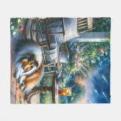 Couverture Polaire Starlit Garden Porch Sheltie Dream (Devant (Horizontal))