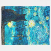 Couverture Polaire Starry Night Cat – Van Gogh Style Cat Art (Devant (Horizontal))