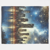 Couverture Polaire "Starry Night Cityscape Reflections" (Devant (Horizontal))