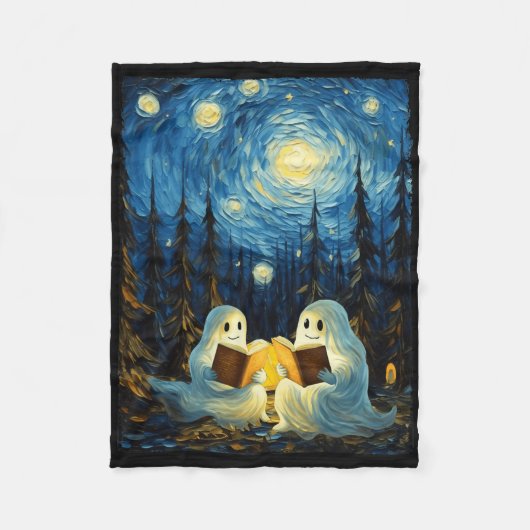 Couverture Polaire Starry Night Ghost Book Lecture Camping Halloween (Devant)