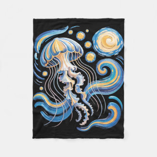 Couverture Polaire Starry night van gogh jellyfish scuba diving surf