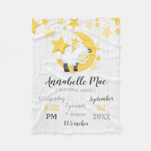 Couverture Polaire Stars de lune céleste et statistiques de naissance (Devant)