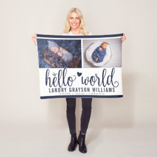 Couverture Polaire Stat de bébé de monogramme du monde de bleu mari