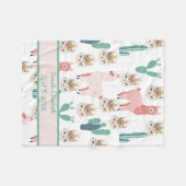 Couverture Polaire Statistiques Bébé Cute Rose Llama et Green Cactus (Devant (Horizontal))