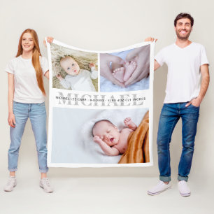 Couverture Polaire Statistiques Bébé Personnalisée Blanche-Toison Per