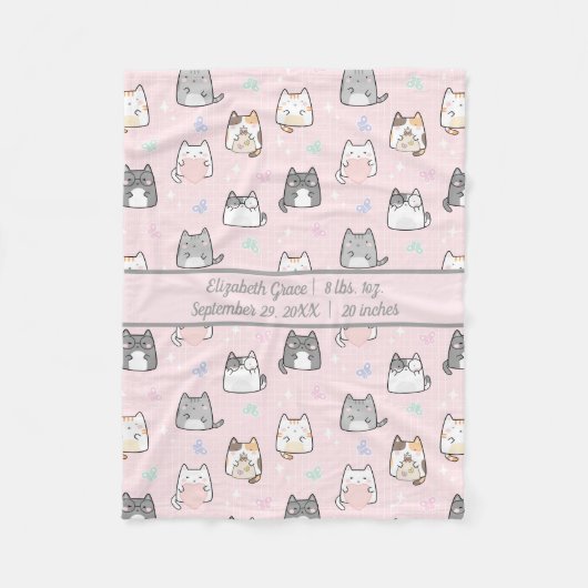 Couverture Polaire Statistiques de naissance Bébé Fille Cadeau Cute C (Devant)