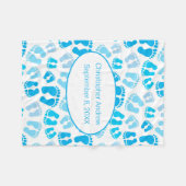 Couverture Polaire Statistiques de naissance Bleu et blanc Pieds bébé (Devant (Horizontal))