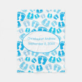 Couverture Polaire Statistiques de naissance Bleu et blanc Pieds bébé (Devant)