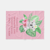 Couverture Polaire Statistiques de naissance Koala Ours rose Vert Fle (Devant (Horizontal))