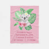 Couverture Polaire Statistiques de naissance Koala Ours rose Vert Fle (Devant)