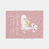 Couverture Polaire Statistiques de naissance Llama rose et blanc Fleu (Devant (Horizontal))