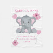 Couverture Polaire Statistiques de naissance personnalisées Baby Elep (Devant)