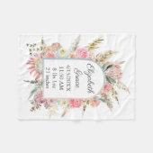 Couverture Polaire Statistiques de naissance personnalisées Pink Flor (Devant (Horizontal))