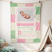 Couverture Polaire Statistiques de naissance rose et vert Photo Baby