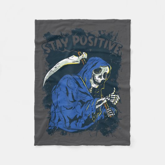 Couverture Polaire Stay Sitive Skeleton Halloween Grim Reaper Motivat (Devant)